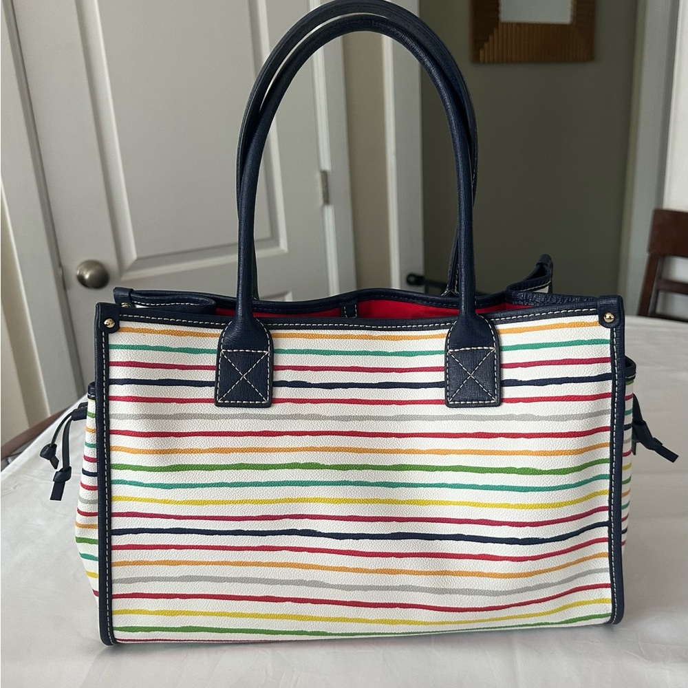 Dooney & Bourke Navy and Multicolor Striped Tote - Picture 3 of 9